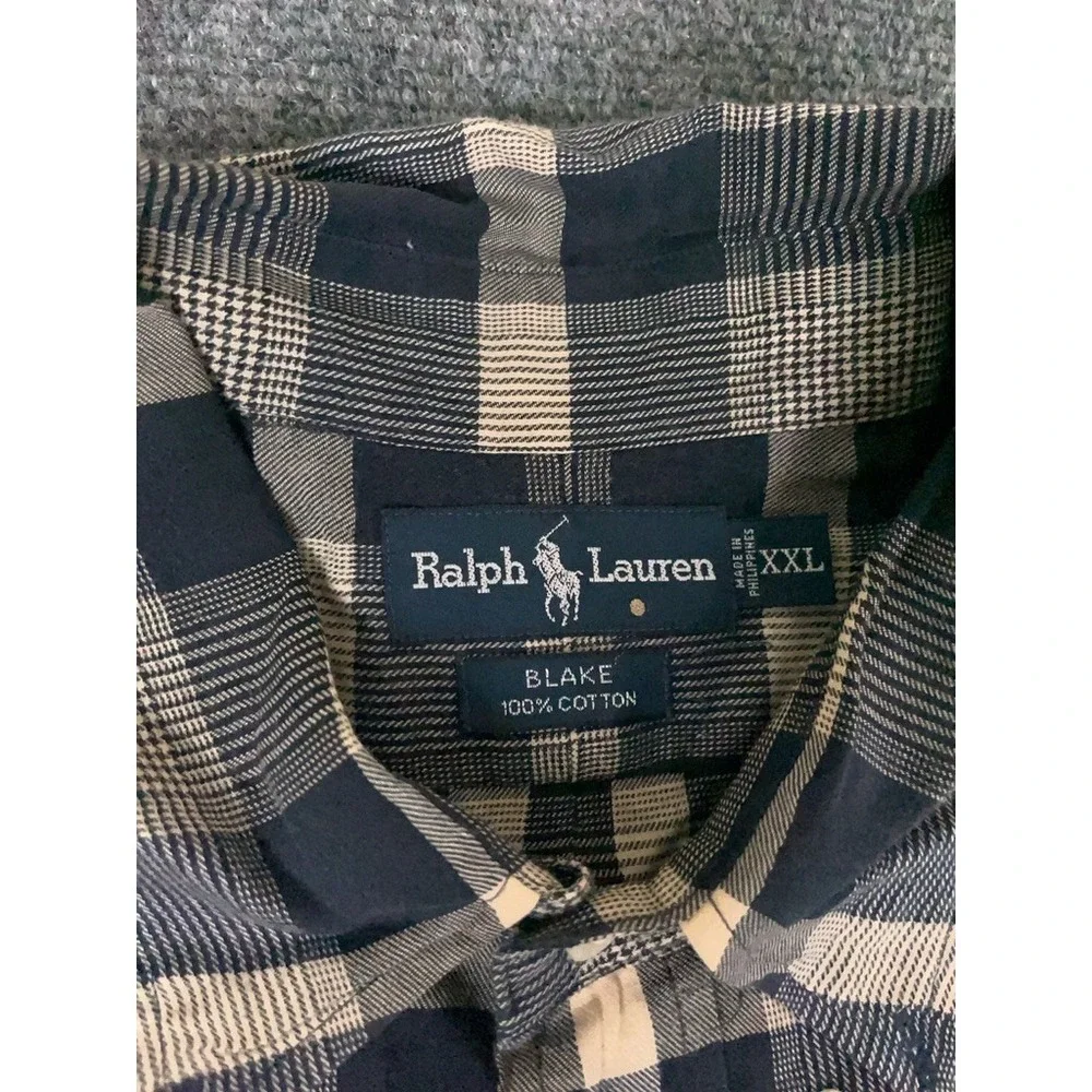 Ralph Lauren Shirt Mens Brown Houndstooth Plaid 2XL Blake Button Up Long‎ Sleeve